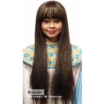 LONG WIG WITH TINSEL - BLACK