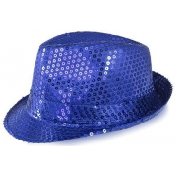 Blue Sequin Fedora Hat