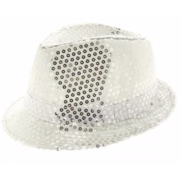 Silver Sequin Fedora Hat
