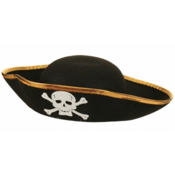 Gold and Black Tricorn Pirate Hat