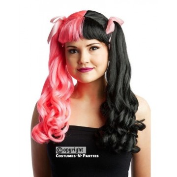 Ponytail With Bangs - Half Pink and Black