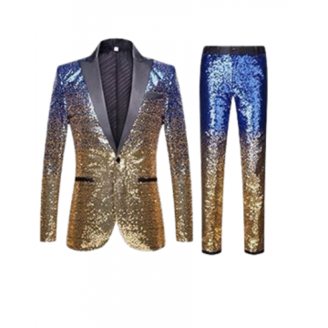 Ombre Blue & Gold Sequin Blazer