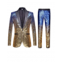 Ombre Blue & Gold Sequin Blazer