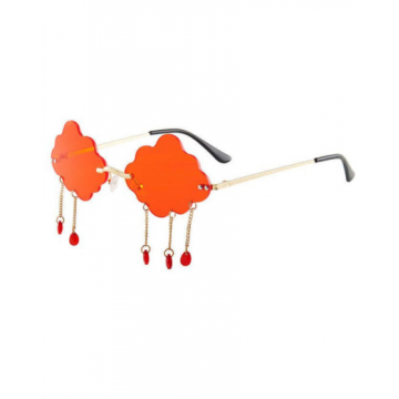 Rimless Cloud & Raindrop Glasses - Red