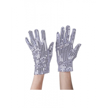 Sequin Gloves - Silver