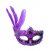 Sequin Plated Feathered Masquerade Eyemask - Purple