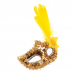Sequin Plated Feathered Masquerade Eyemask - Gold