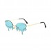 Rimless Water Drips Glasses with Gems - Light Blue