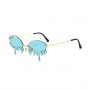 Rimless Water Drips Glasses with Gems - Light Blue