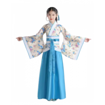 Elegant Hanfu - Blue & White Floral