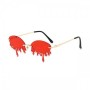 Rimless Water Drips Glasses with Gems - Red