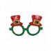 X- Mas Glasses Green Frame with Red Elf Hat