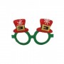 X- Mas Glasses Green Frame with Red Elf Hat
