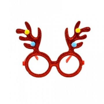 X- Mas Red Reindeer w/ Pompoms Glasses
