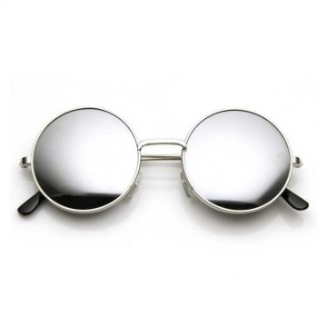 70s Hippie Retro Round Glasses - Silver