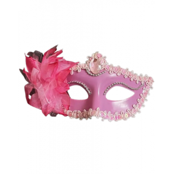 Victorian Sequin Flower Mask - Light Pink