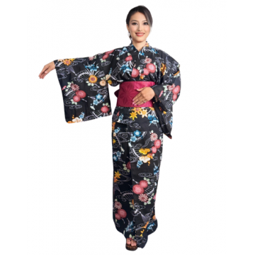 Kimono Ocean Flower Black