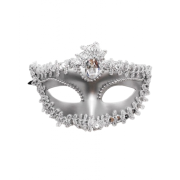 Victorian Sequin Mask - Silver