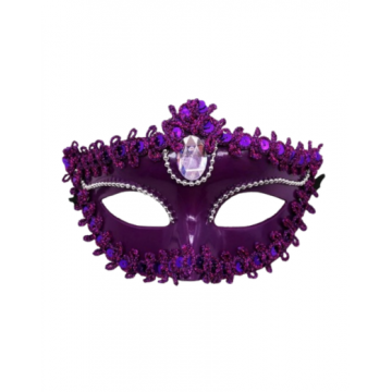 Victorian Sequin Mask - Purple