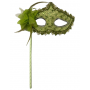 Lace Victorian Mask On Stick - Green