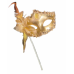 VICTORIAN SEQUIN MASK ON STICK - YELLOW