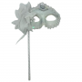 VICTORIAN SEQUIN MASK ON STICK - WHITE