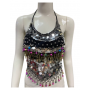 Chic Cabaret Top - Silver with Colourful Beads