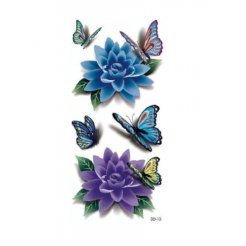 Flower And Butterfly Metallic Tattoo
