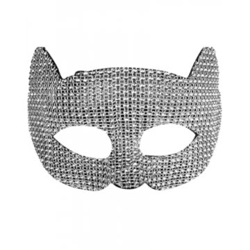 Cat Mask Glam Rhinestone - Silver