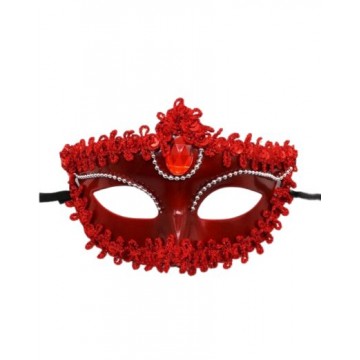 Victorian Sequin Mask - Red