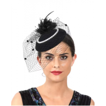 20s Vintage Pillox mini hat - Black