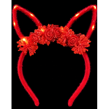 Led Bunny Headband - Red