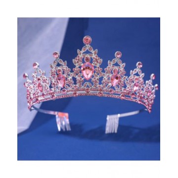 Princess Pink Rhinestone Silver Crown