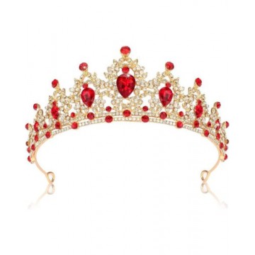 Red Rhinestone Gold Crown