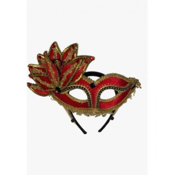 VEN MASK BURGUNDY WITH GOLD & GEM