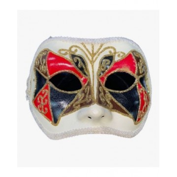 VENETIAN WHITE MASK CRACKLED IN HEADBAND