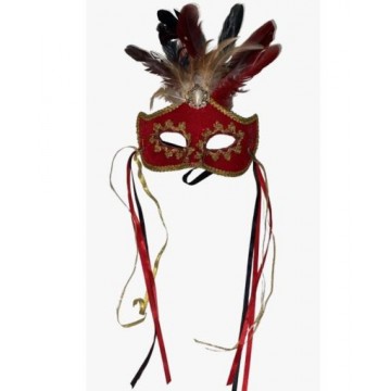 RED FEATHER VENETIAN MASK