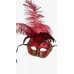 Red Gold Feather Mardi Gras Masq Mask