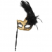 Moonlit Feather Handheld Masquerade Mask