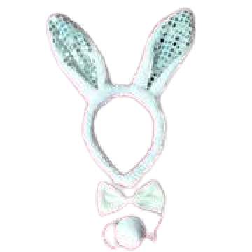 Bunny Easter Accessories - White Sequin