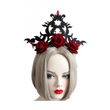 Diadem Crown With Wine Red Roses