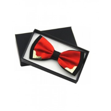 Bow tie Red &Black with Gold tip