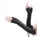 GLOVES FINGERLESS GOTHIC LACE LONG - Black