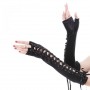 GLOVES FINGERLESS GOTHIC LACE LONG - Black