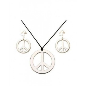 Peace necklace and earring set - silver