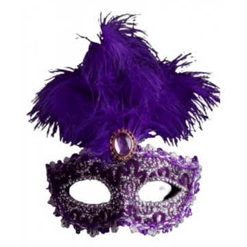 Carnival Feather Lace Eye Mask - Purple