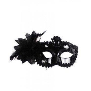 Victorian Sequin Flower Mask - Black