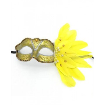 Masquerade Feather Eye mask - Yellow