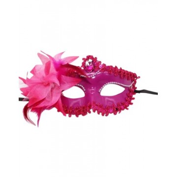 Victorian Sequin Flower Mask - Pink