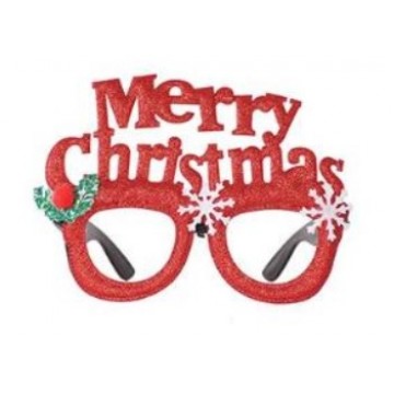 X-Mas Merry Christmas Glasses - Red